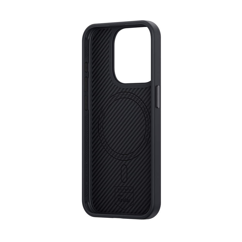Minimalist yet sturdy MagClap ArmorPro Case for iPhone 15 Pro, constructed with 600D Kevlar® fiber, ensuring ultra-slim, MagSafe-compatible protection for your device."