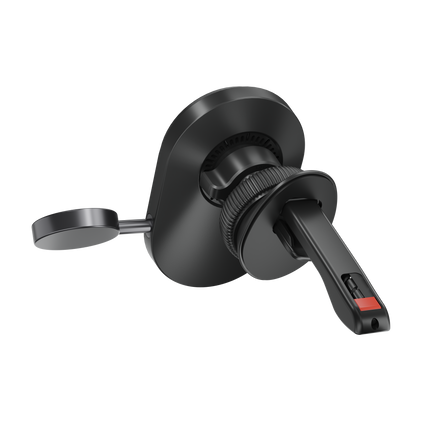 Sleek and reliable Infinity 2-in-1 Wireless Car Charger installed in car, highlighting easy, clear-cut installation and the ability to freely switch viewing modes.
