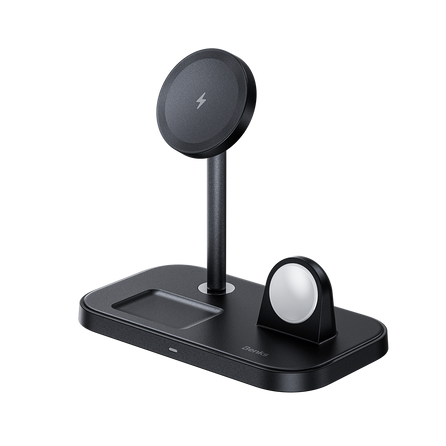 Top-down view of the Benks 3-in-1 Wireless Charger Stand demonstrating its flexible angle adjustment capabilities for optimal viewing.