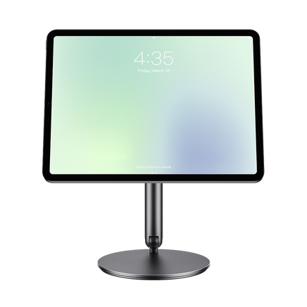 Elevate your iPad use with the Infinity Pro Stand by Benks, showcasing its magnetic docking for secure, swift attachment and the convenience of a 360-degree rotating base for flexible viewing angles.