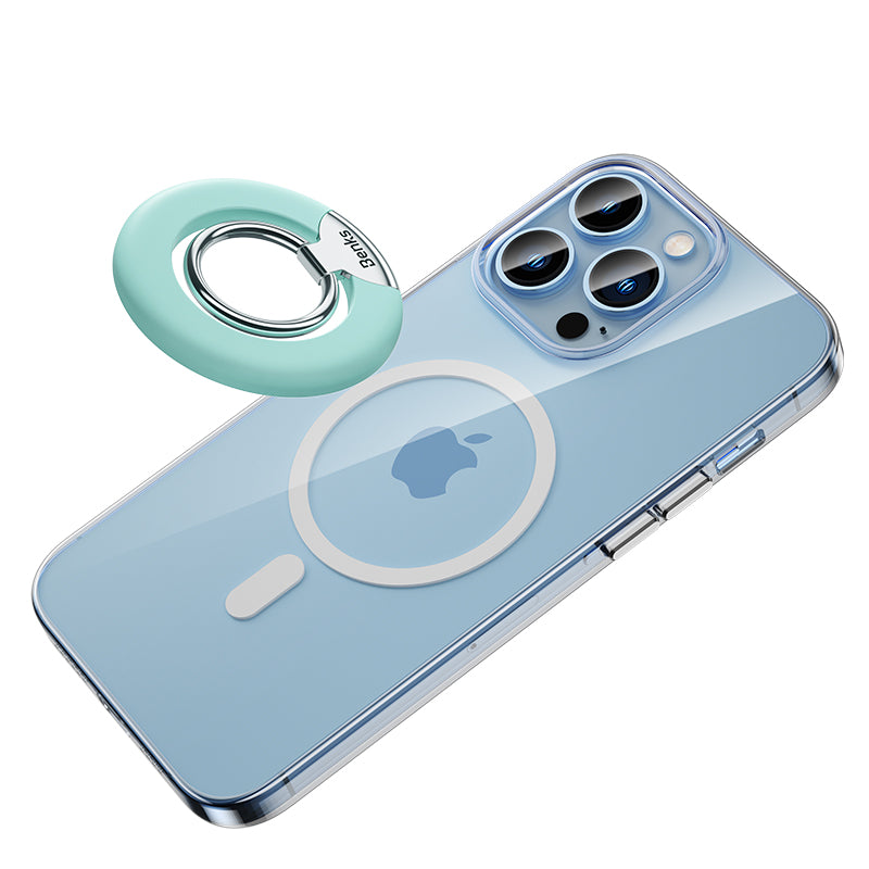 Benks Soporte magnético para anillo de teléfono compatible con Magsafe,  agarre ajustable para iPhone 15/14/13/12, soporte extraíble, blanco